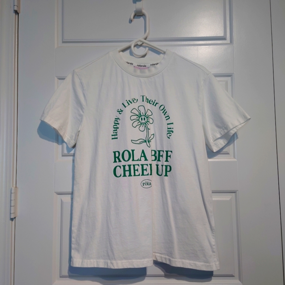 ROLAROLS White Graphic Tee with Green Print
